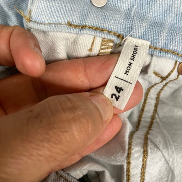 PacSun Mom Shorts Womens Size 24 Light Wash Patchwork Denim High Rise Cuffed - Picture 7 of 10